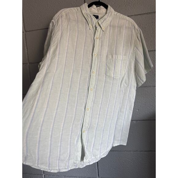 Men's J.Crew Retro Striped Linen Button Down Short Sleeve Shirt Bohemian size XL - Picture 4 of 4